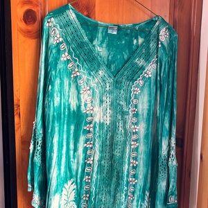 Shoreline Turquoise Embroidered Tunic